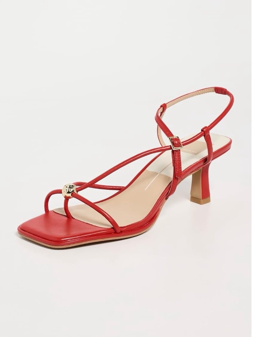 Dolce Vita Red Strappy Square-Toe Mid Heel Sandals, size 7.5